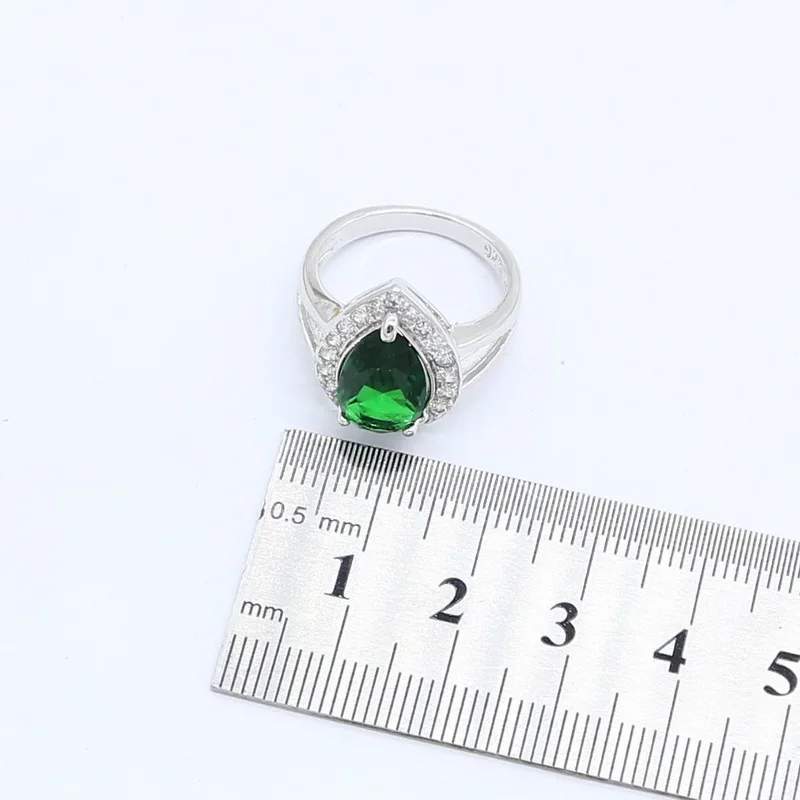 Длинные серьги с зеленым кубическим цирконием набор украшений для женщин