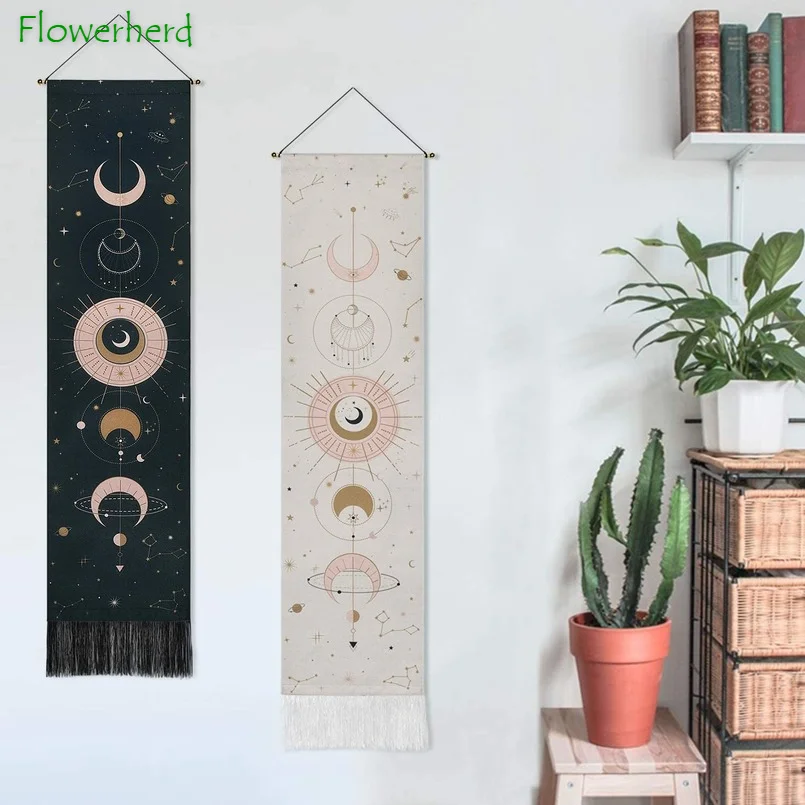 

Гобелен с Луной психоделические настенные гобелены, гобелены, украшение для дома для спальни 51X13 дюймов (130X32 см), декор для комнаты