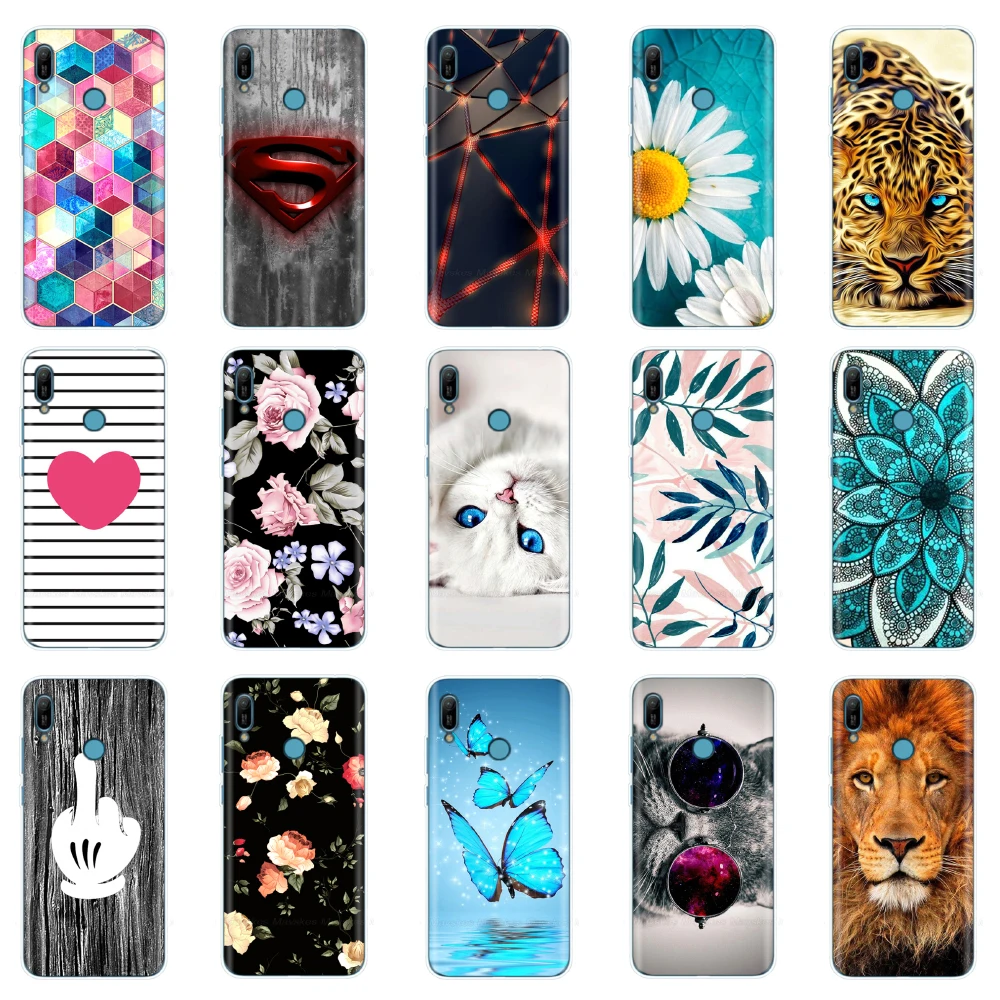 

Silicone Cover For Huawei Y6 2019 Case 6.09 inch Y6 2019 Soft TPU Cute Cases for Huawei Y6 2019 Y 6 2019 Fundas Coque Cat Flower