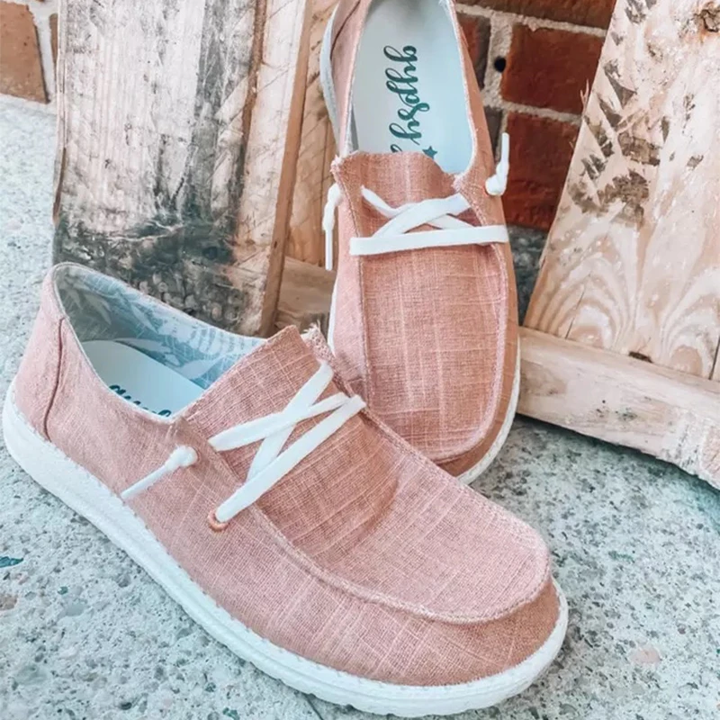 Women Casual Shoes Lace Up Canvas Loafers Summer Soft Breathable Student Girl Lightweight Ladies Sneakers Plus Size | Обувь