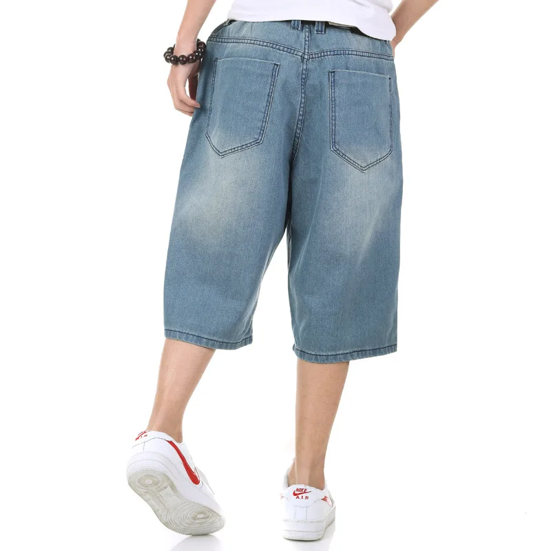 2021 Summer Denim Shorts Men Jeans Plus Size Wide Leg Pants Loose Skateboard Fashion High Quality  44 46