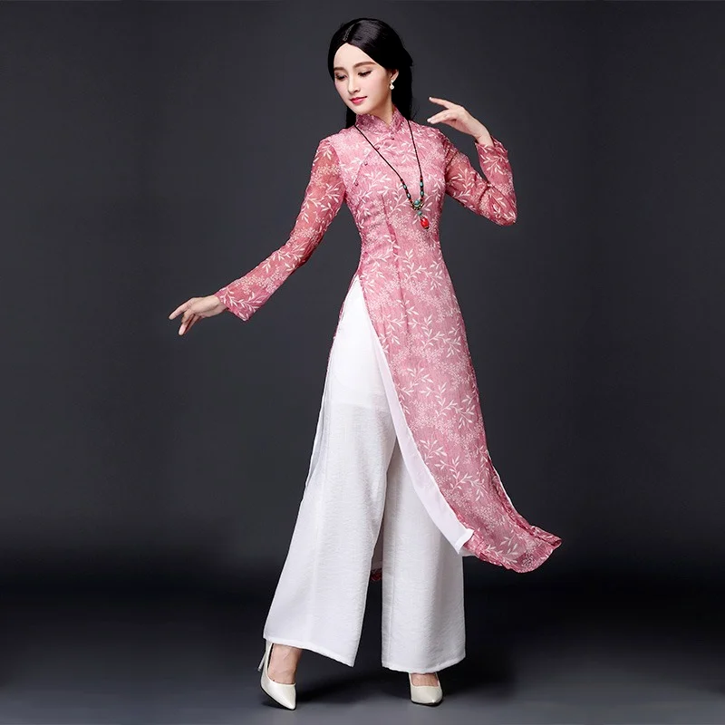 2021 aodai Вьетнам Чонсам qi pao китайское платье для женщин традиционное хлопковое