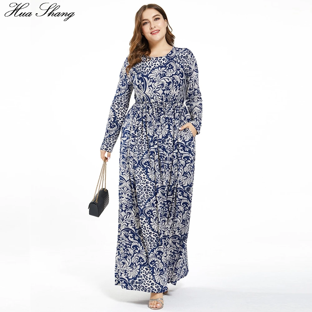 6XL размера плюс винтажное женское платье 2020 Весна длинный рукав Ретро Цветочный