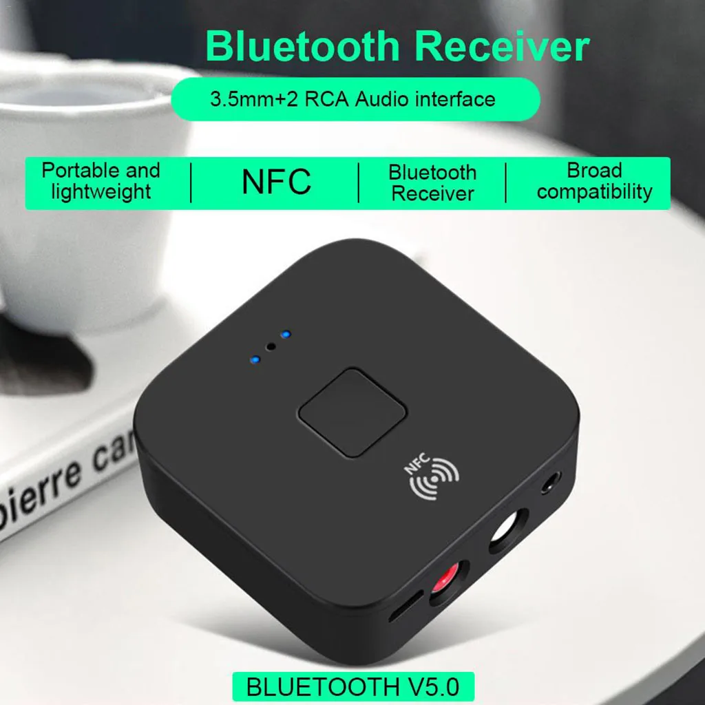 Bluetooth аудио приемник Aux + 2RCA интерфейс мобильного телефона NFC Беспроводной адаптер