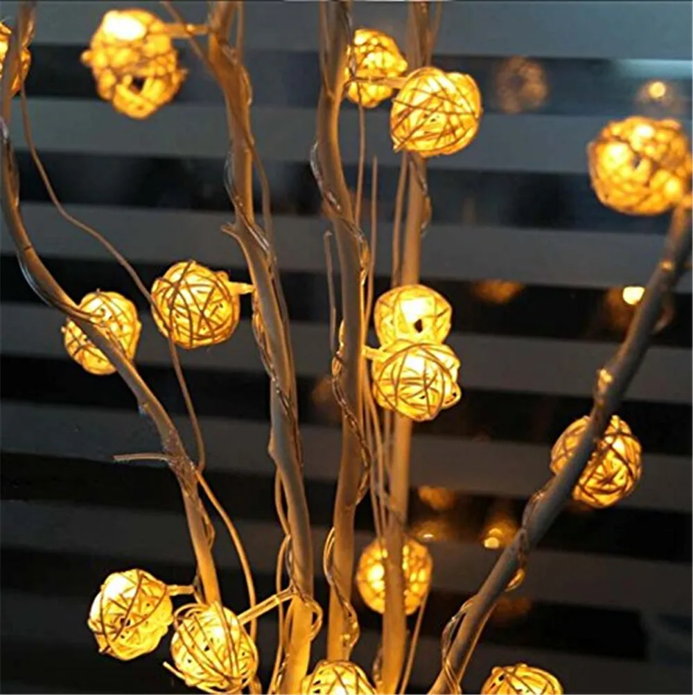 

10/20/40/100 LED Rattan Balls Fairy String Lights Christmas Holiday Outdoor Waterproof Patio Garland New Year Decorative Lights