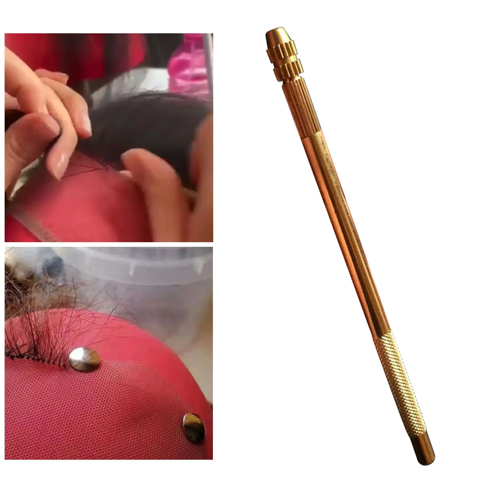 

Brasss Toupee Hairpiece Wig Ventilating Needles Holder Only Handle, Gold Plated
