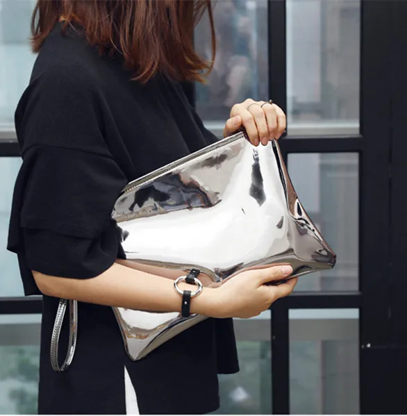 

Laser holographic Women Envelope Clutch Luxury party shining lady Clutches PU Leather Female Wrist clutch purse evening bags