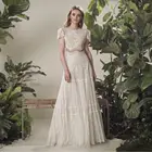 Женское богемное свадебное платье, простое шифоновое платье в пол из двух предметов, с коротким рукавом и шортами, 2021