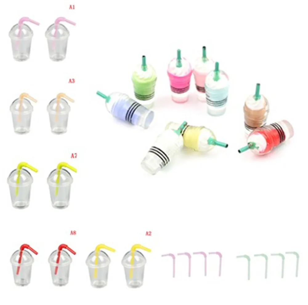 

2/4Pcs 1/12 Miniature Dollhouse Straw Coffee Cup Model Ice-cream Drinks Mini Food Play Doll Accessories