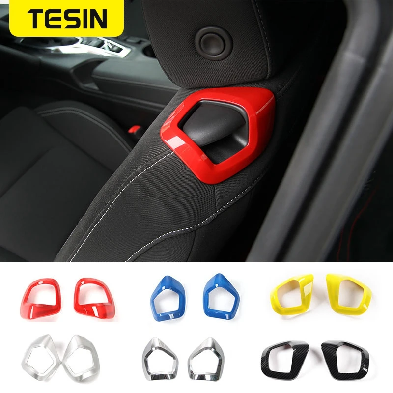 

TESIN Car Seat Backrest Manual Adjustment Handle Trim Sticker ABS Interior Accessories For Chevrolet Camaro 2017 Up Car Styling