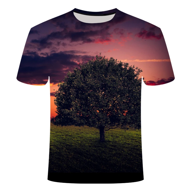 

Nature/Landscape Tree T-shirt Summer Leisure Natural Scenery Full Version 3D T-shirt Cool Men's T-shirt 3D Printing T-shirt Men