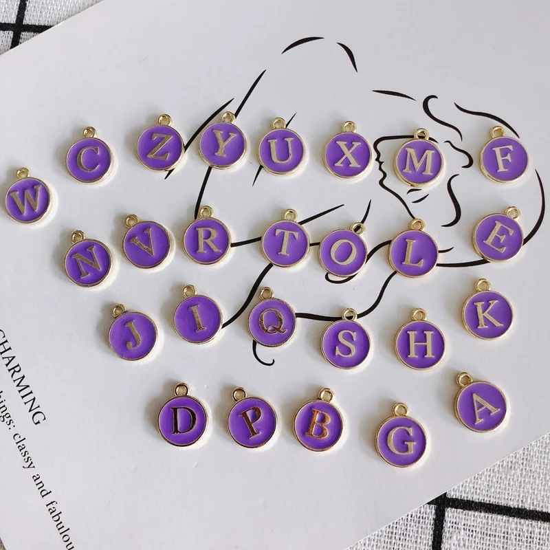 

DIY jewelry accessories exquisite simple wild purple gold letter pendant jewelry accessories