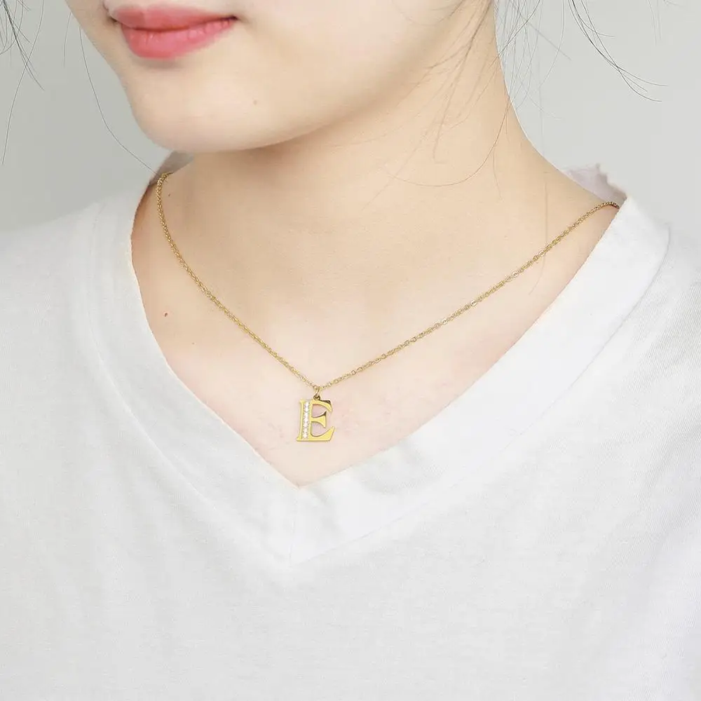 подвеска чокер цепочка Ожерелье с надписью My Shape A-Z прозрачный циркон нержавеющая