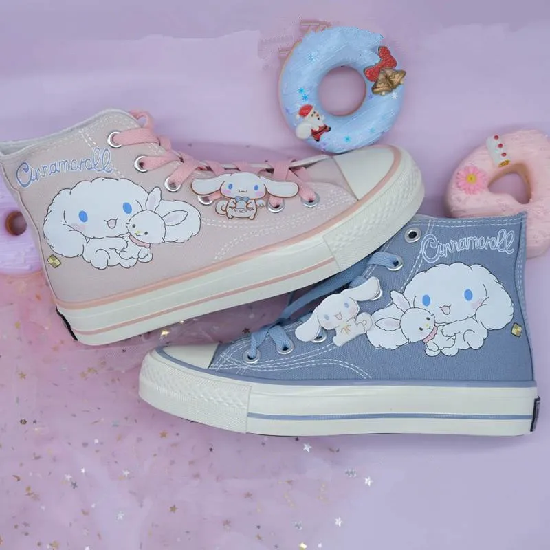 

Женские парусиновые туфли Harajuku с ручной росписью Laurel Dog женская обувь Kawaii высокие холщовые туфли мягкая женская обувь для сестры