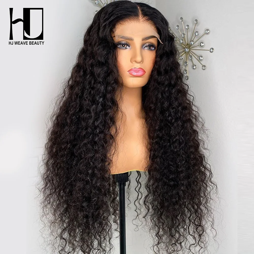 Deep Wave Closure Wig 4X4 5X5 Transparent Human Hair Lace Wigs PrePlucked Bleached Knots Wigs Loose Water Wave Curly Frontal Wig