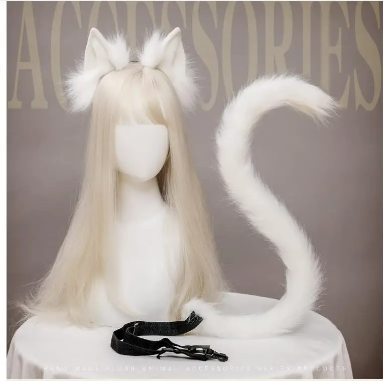 

Женская плюшевая повязка на голову в стиле аниме с лисьими ушками, кошачьими ушками, повязка на голову с хвостом, набор для подружки, реквизит в стиле "Лолита", костюм для косплея на Хэллоуин
