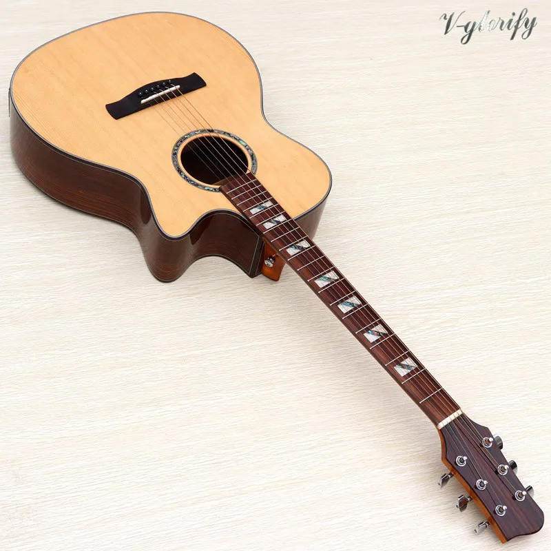 Электрическая акустическая гитара из твердой древесины 40 дюймов | Спорт и
