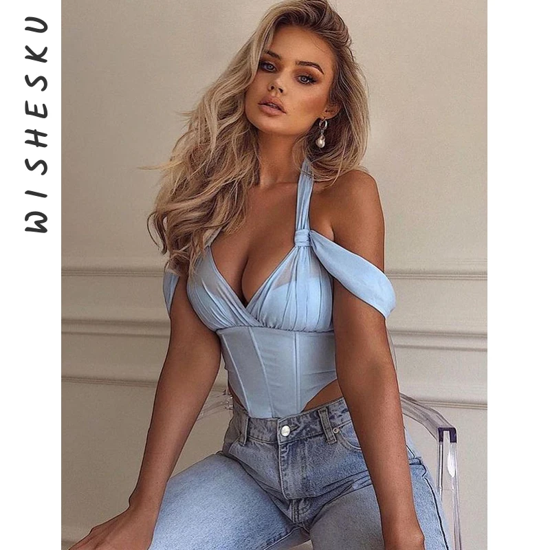 

Women Vintage Halter Neck White Tank Tops Sexy Bandage Off Shoulder Corset Top 2021 Summer Party Club Kawaii Lolita Y2K Clothes