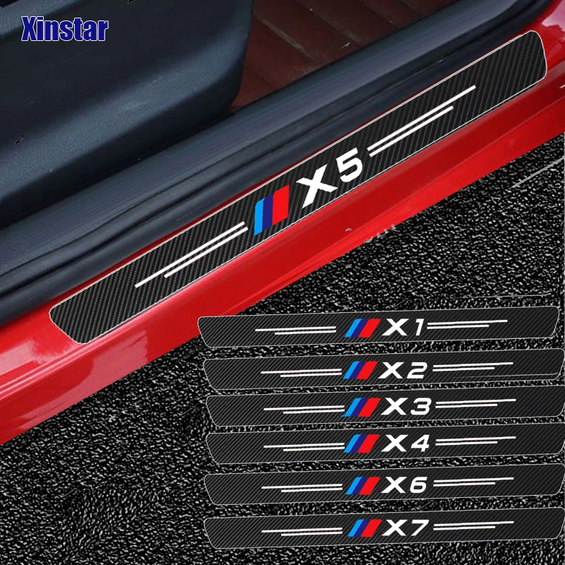 

4pcs Carbon Fiber Car Door Sill Decals Sticker For BMW X1 X2 X3 X4 X5 X6 X7 Auto Accessories