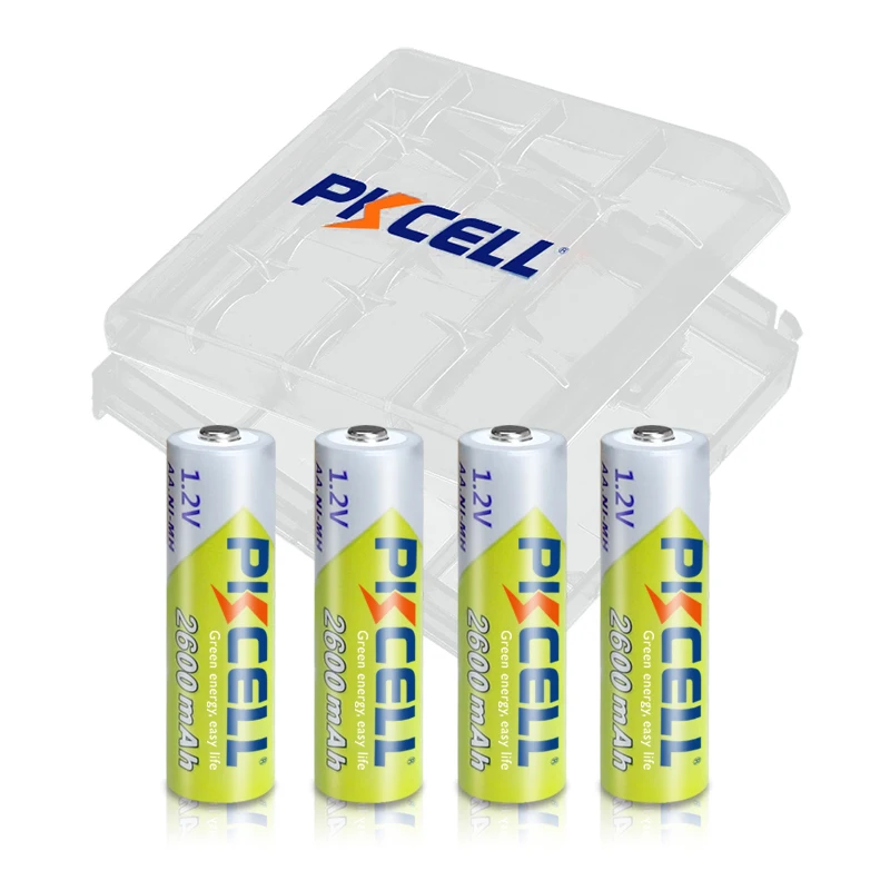 PKCELL 4PC 100% оригинальные 1.2В AA аккумуляторные батареи 2600 мАч Ni-MH Rechargeble батарея для