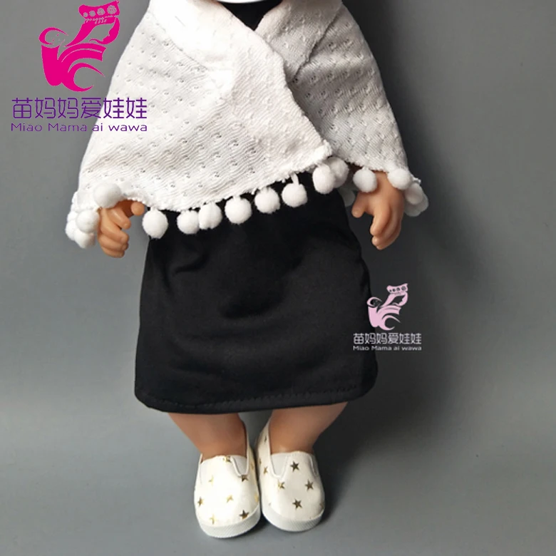 

18" Baby Doll Black Dress with Shawl for 18 Inch Girls Dolls Outfits Baby Girls Play House Gifts