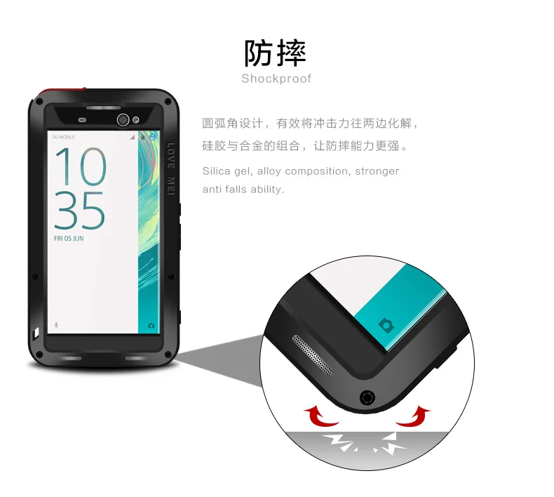 

LOVE MEI For Sony Xperia XA Ultra Case Shock Dirt Proof Water Resistant Metal Armor Cover Phone Case For Xperia XA Ultra