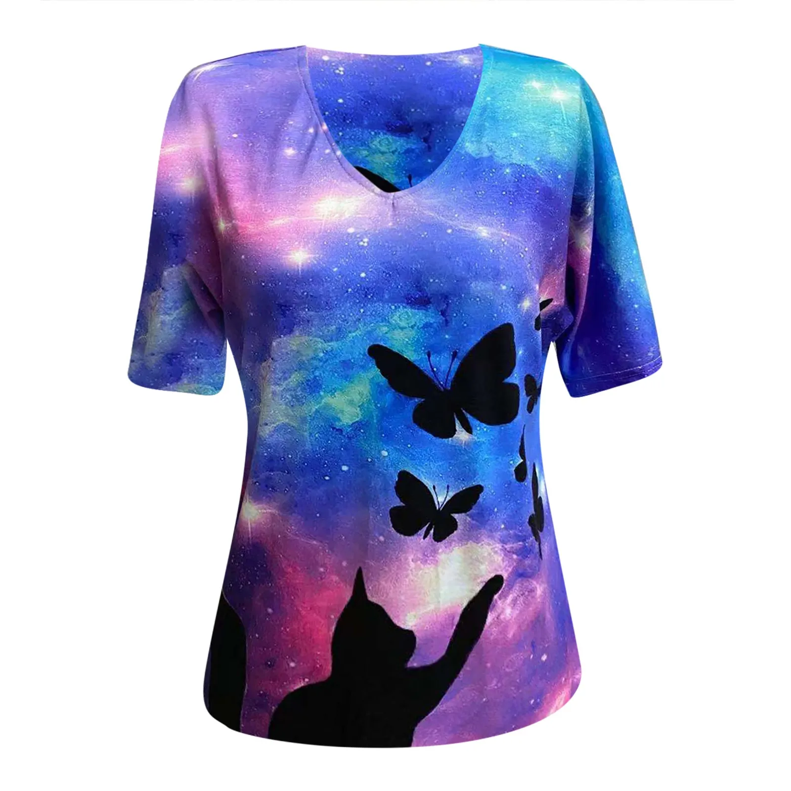 

Oversized t-shirt women's Short Sleeves V-Neck Plus Size T-shirt Summer Printed Woman clothes harajuku Tee Tops Camiseta Female