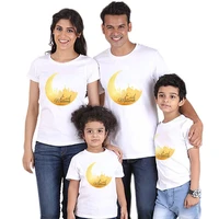 ramadan kareem moon mosque t shirt muslim festival cotton family matching outfits dad mom and kids eid al fitr family t shirt