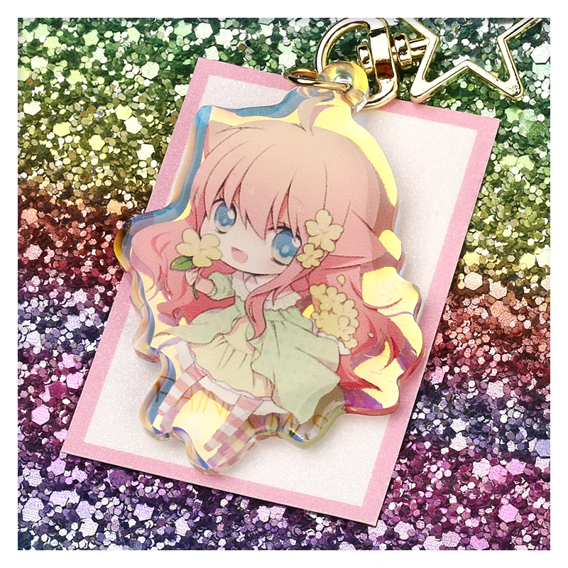 

2020 VOGRACE cheap custom cartoon anime acrylic keychain wholesale plastic transparent hologram keychains with your own design