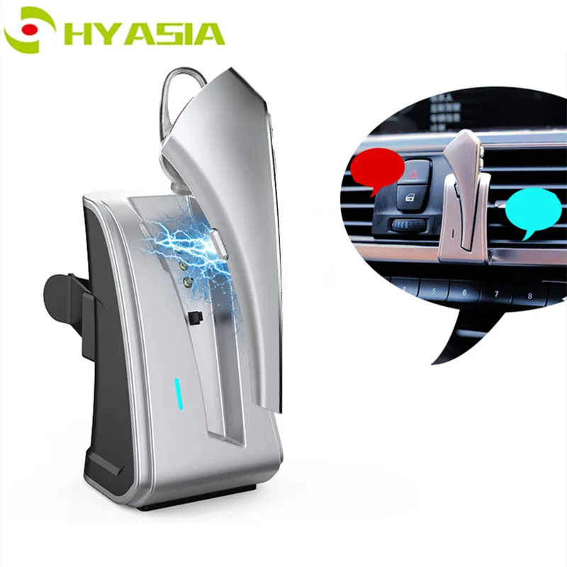HYASIA беспроводные Bluetooth наушники, Автомобильная гарнитура, бизнес гарнитура с зарядной базой, микрофон, Ушная гарнитура с прищепкой для iPhone samsung