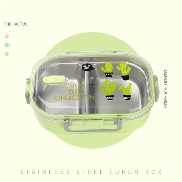Greenlunch box ONEUP Портативный японский 304 Ланч-бокс из нержавеющей стали с отделениями, столовая посуда, Bento box, Ланч-бокс для детей, подходит для Microwavable - Цвет: Greenlunch box