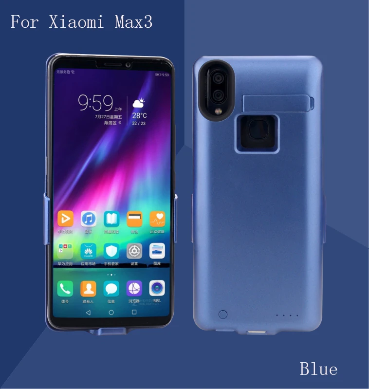 Blue Высококачественный 10000 мАч для mi Max 3 Внешний блок питания задняя батарея для Xiao mi Max3 зарядное устройство чехол - Цвет: Blue
