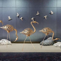 garden sculpture decoration european style metal outdoor floor ornaments wrought iron flamingo wedding props