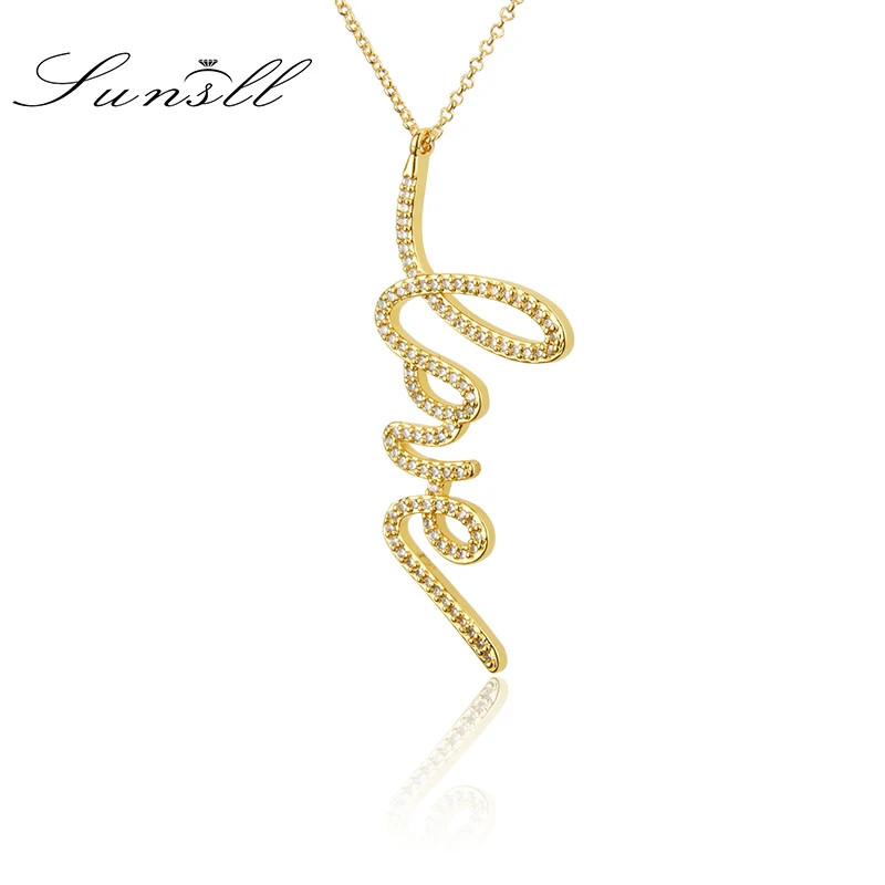 Медная подвеска SUNSLL с буквенным цирконием для женщин ожерелье свадьбы вечеринки