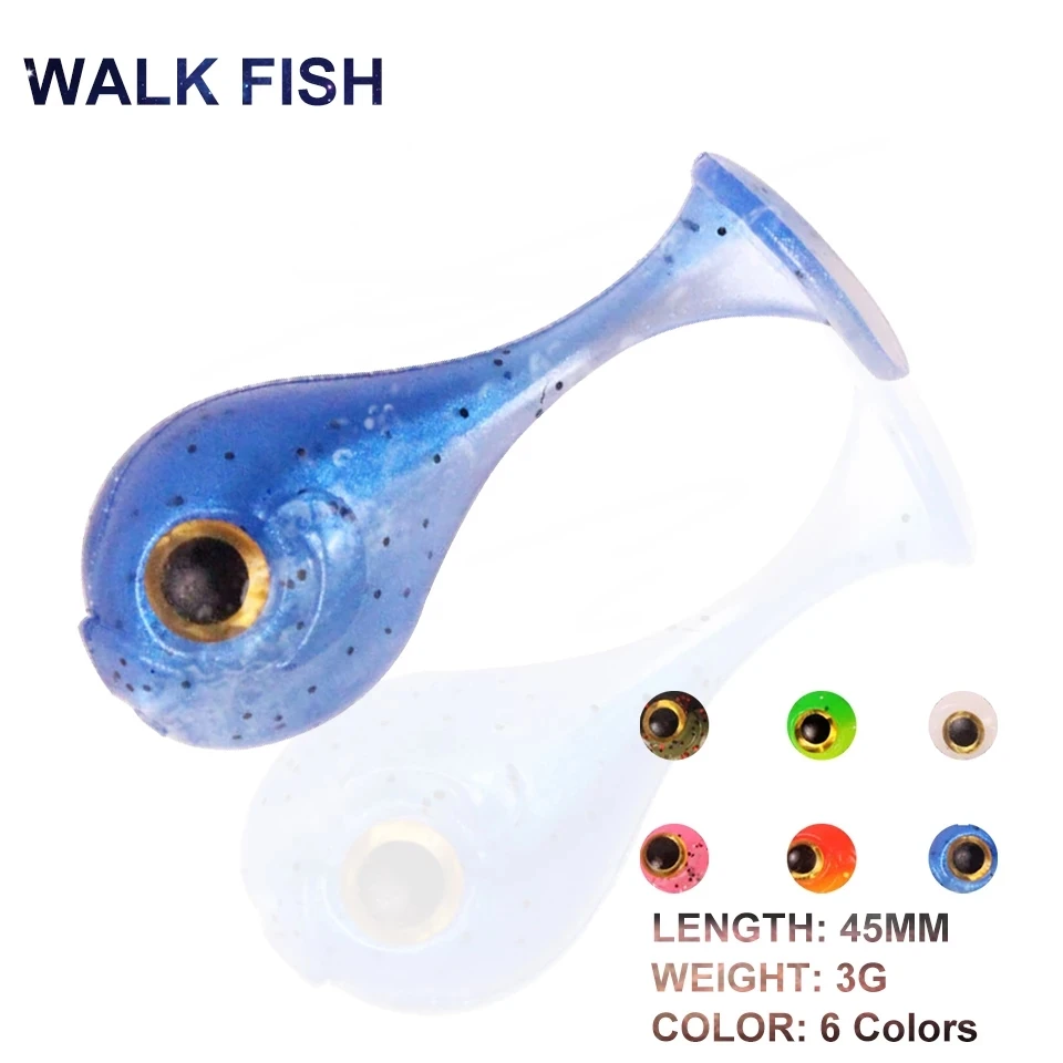 Мягкая приманка WALK FISH 6 шт./лот с большой головкой искусственный Т-образный хвост