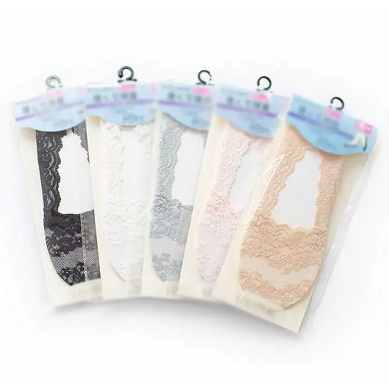 

Women Lace Slipper Ankle Socks Invisible Seamless Girls Low Cut Boat cotton Thick Silicone shallow Socks