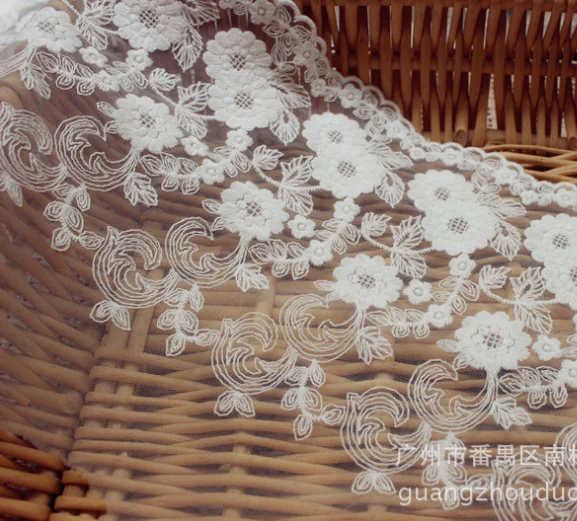 1 м нигерийская кружевная ткань с вышивкой белый хлопок отделка высокое качество