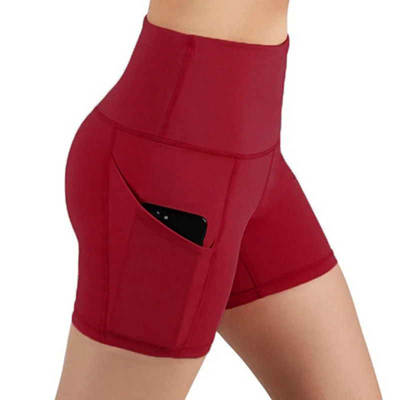 

Gym Jogging Running Shorts Women's Yoga Short High Waist Lifting Push Up Tight Sports Pocket Fitness Star Color Yoga Short