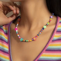 women jewelry rainbow seed beads necklace 2021 new design hot selling bohemia style choker necklace for girl lady gifts