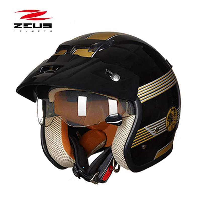 Новинка зимы ZEUS 3/4 с открытым лицом мотоциклетный шлем ZS 381c Встроенный объектив