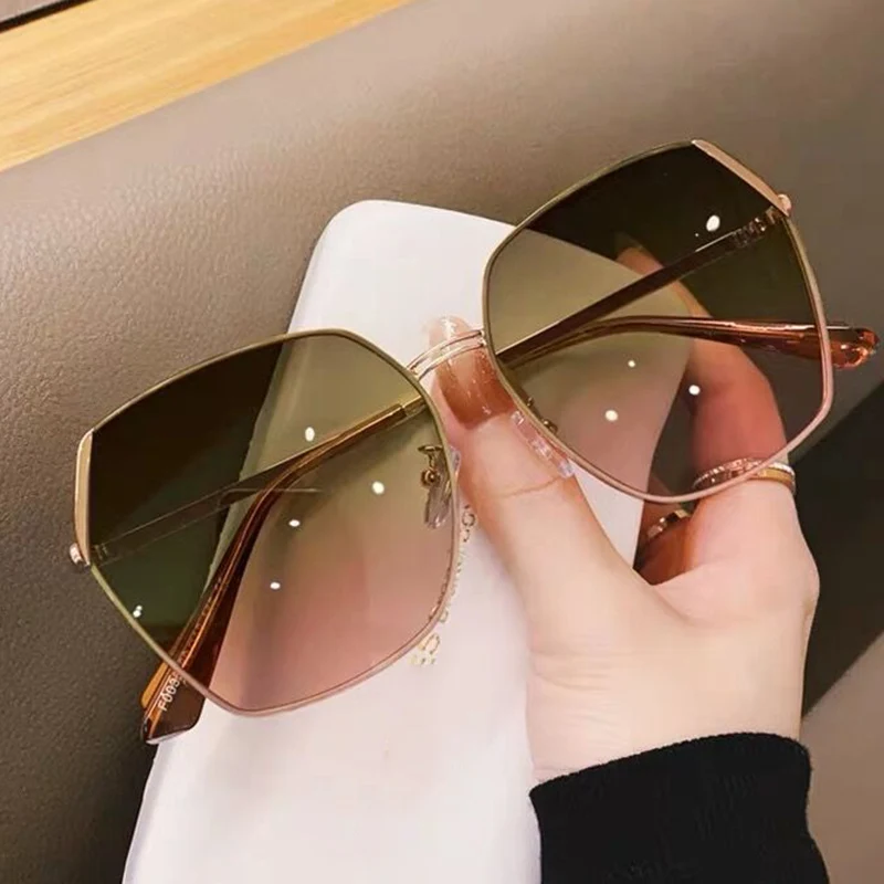 

YJ9179 2021 large fashion sunglasses ladies brand glasses driving rimless polarized sunglasses gradient sunglasses unisex