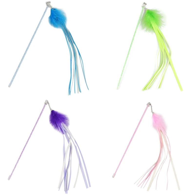 

Cat Wand Teaser Plastic Interactive Cat Stick Cat Teaser Wand with Bell for Cats Goose downToy Funny Exercise pet toys