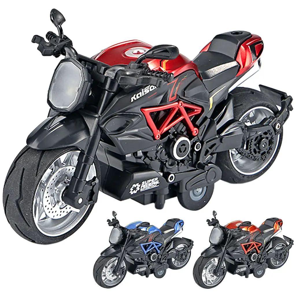 

Metal Diecast 1/12 Scale Motorcycle Model Pull Back with Music Light Collection Simulation Vehicle Christmas Present Age 3-6
