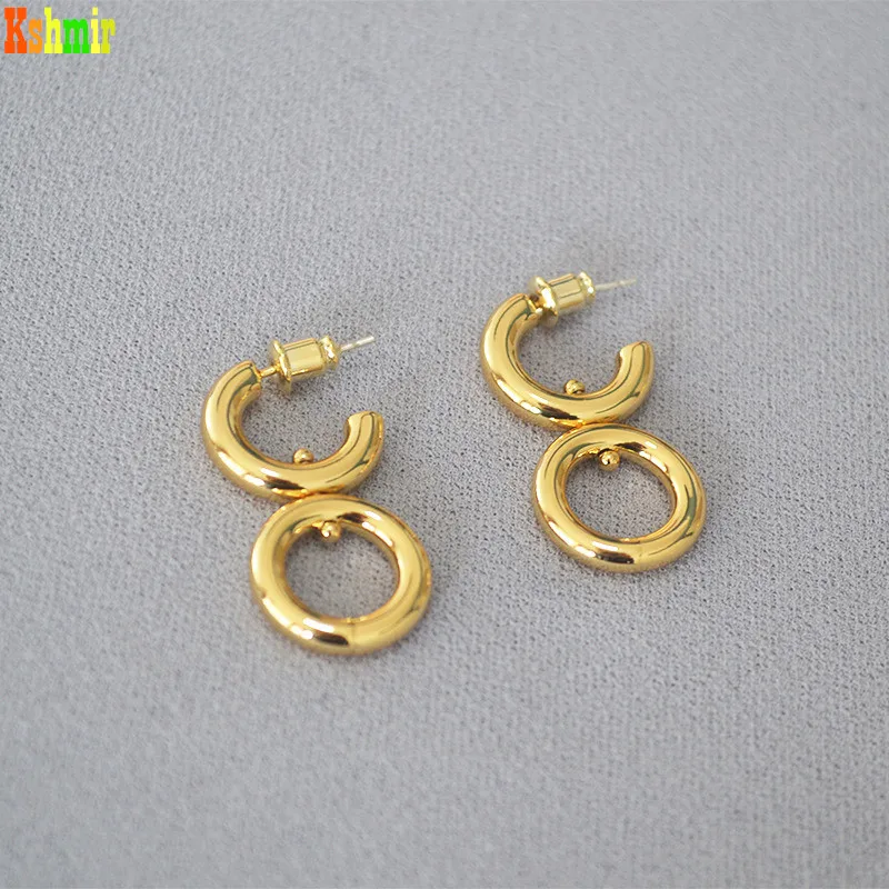 

Kshmir 2021 New fashion women's C - string metal earrings Round simple gold girl earrings chic jewelry gift 228FJ-1
