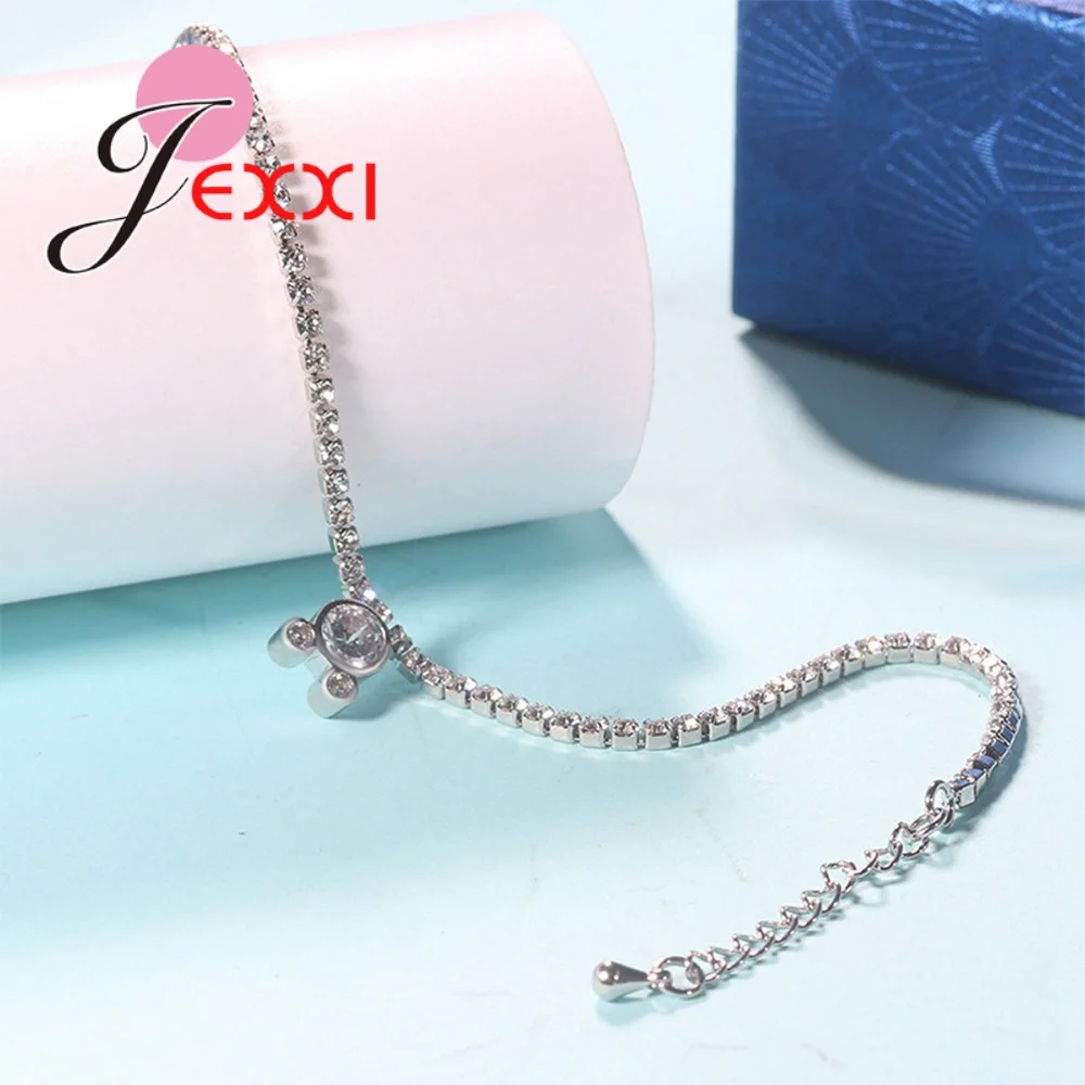 Adjustable CZ Rhinestone Tennis Bracelet &amp Bangle Silver 925 Jewelry Water Drop Charm For Women Bridal Engagement | Украшения и