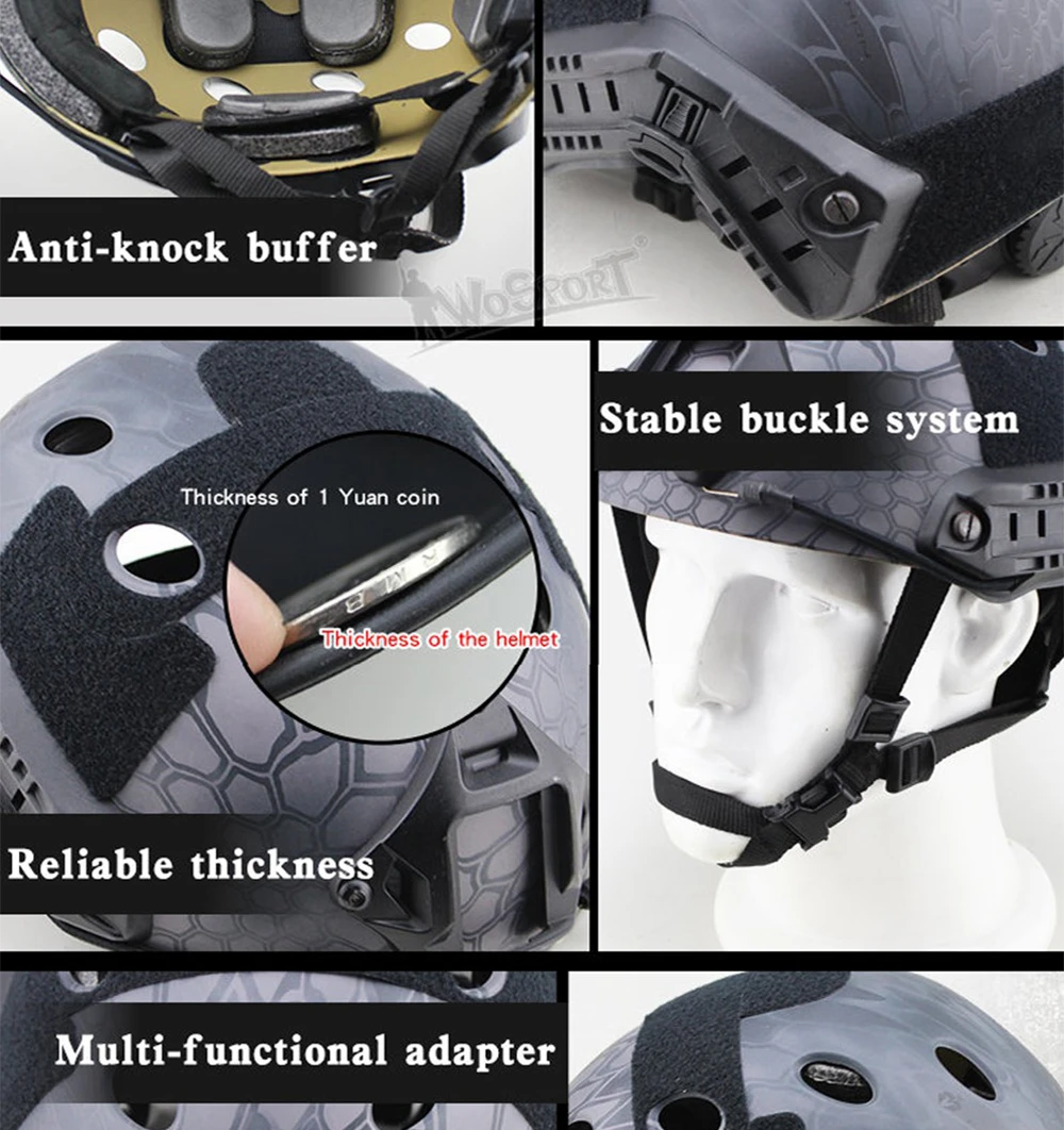 Страйкбол MH/PJ камуфляж ABS спорт OutdoorTactical Быстрый Шлем с NVG крепление направляющей встроенный циферблат внутренний комплект размер L