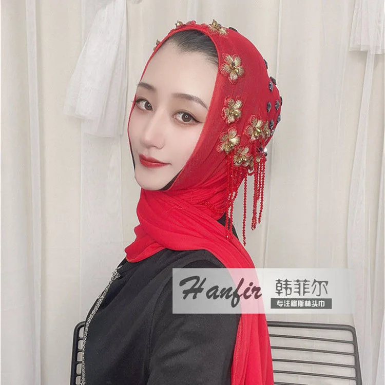 Малазийские мусульманские женские арабские хиджабы шифоновые шали с цветочной