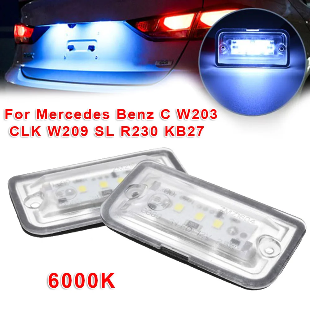 Белый светодиодный светильник для номерного знака автомобиля 6000K 2 шт. ABS Mercedes-Benz C