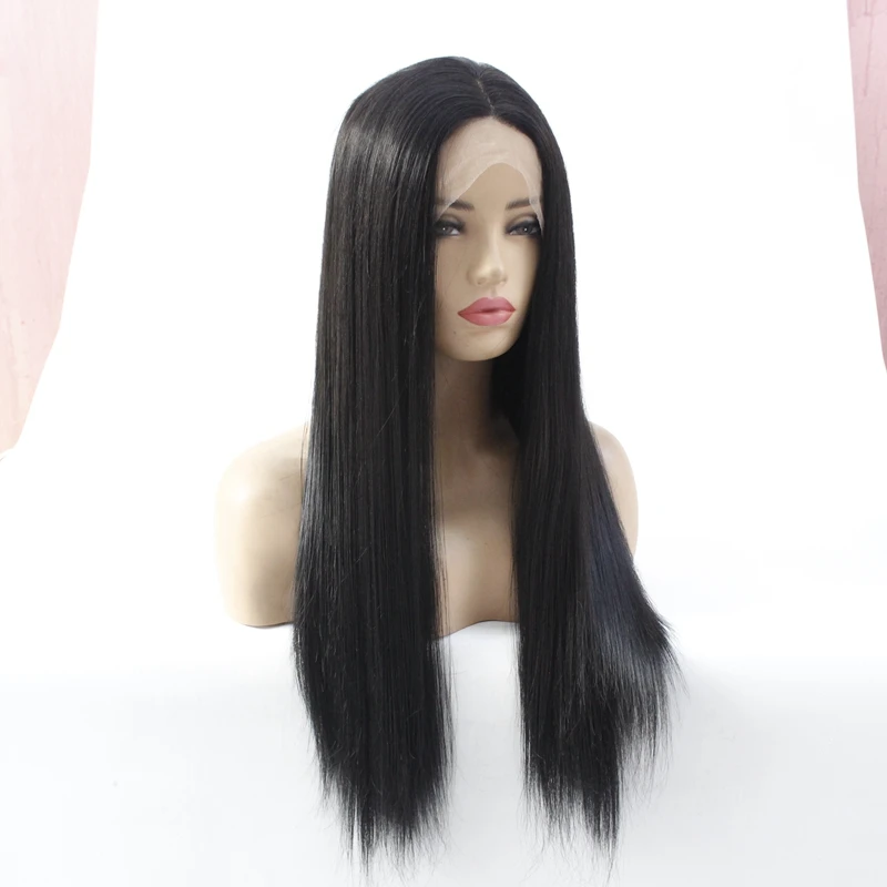 1B#2#6# Dark Brown Color Natural Soft Silky Straight Hair Glueless Synthetic Lace Front Wigs For Black Women Heat Resistant | Шиньоны и