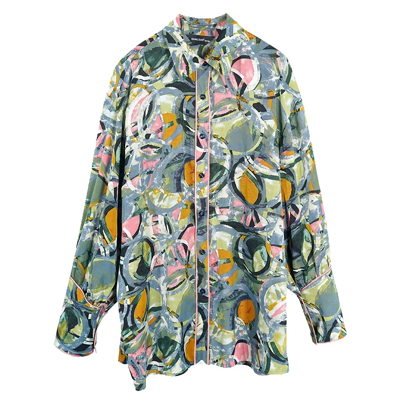 

XUXI 2020 Women Summer Shirt New Design Women's Blouse Loose Casual Long Sleeve Shirt Female Begonia Flower Print Top FZ1317